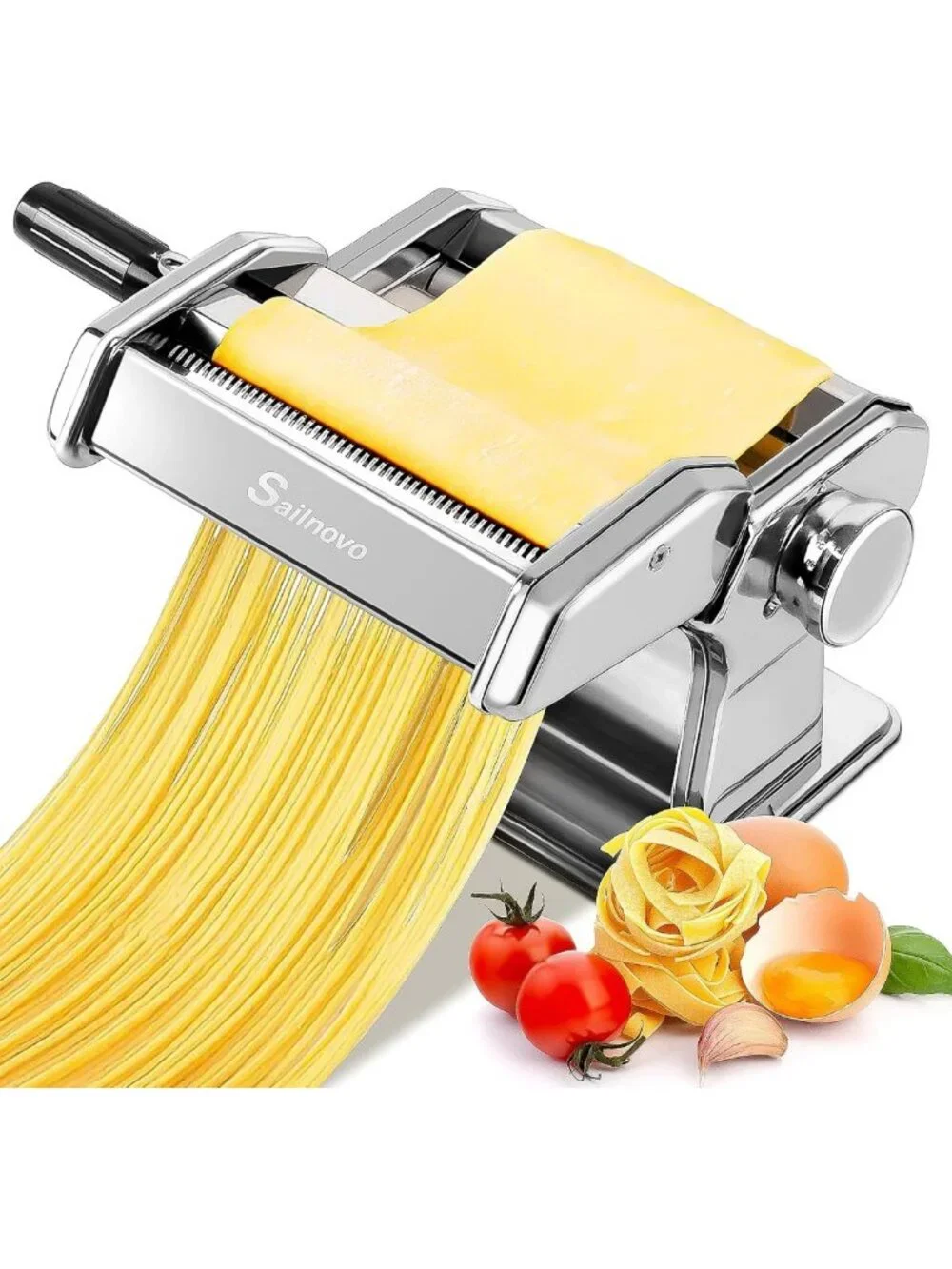 3-in-1 Pasta Maker with 9 Thickness & 2 Width Settings | Stainless Steel, Easy